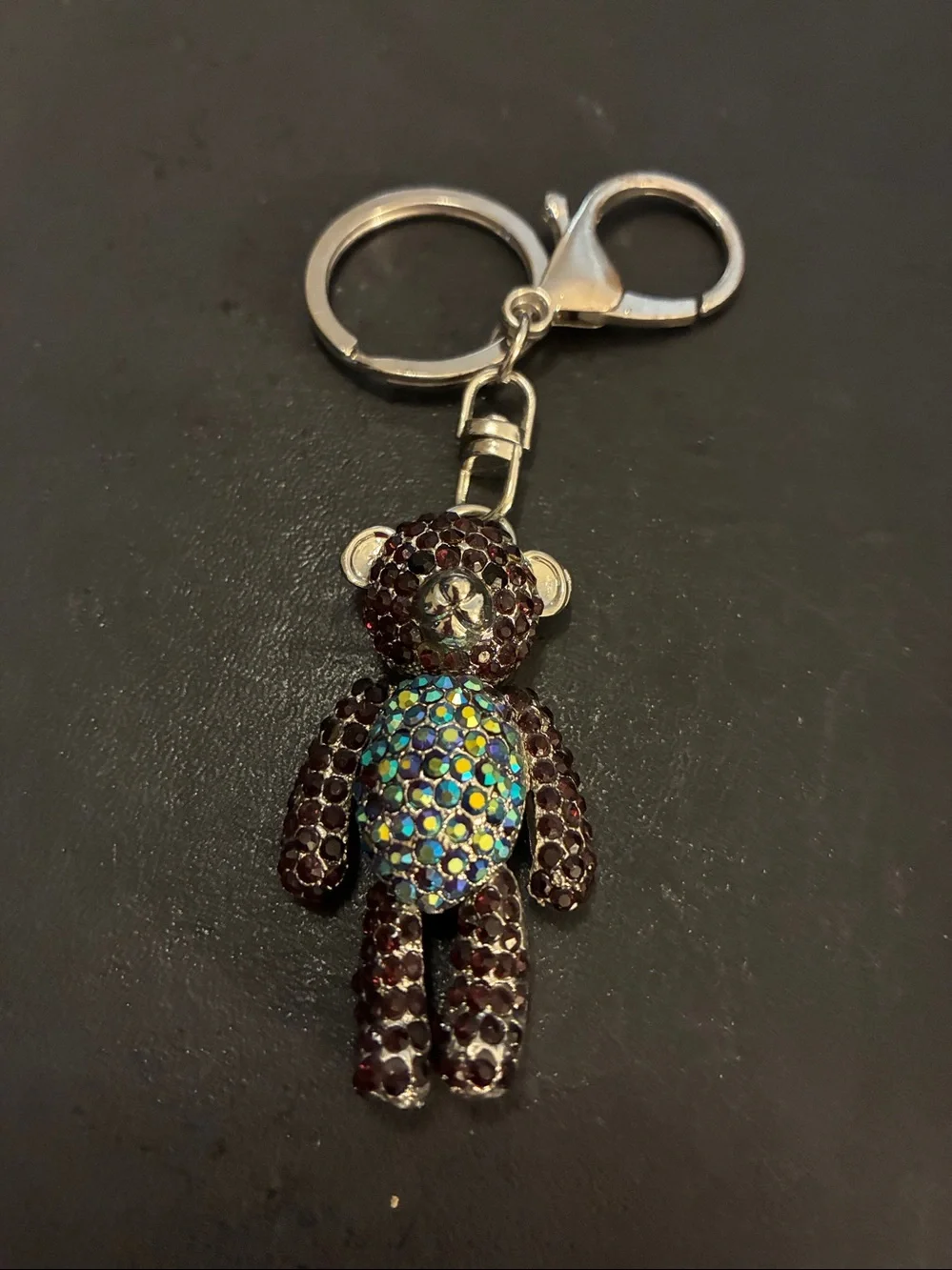 Crystal Teddy Bear Keychain with Iridescent Belly.Arms, head and legs move NWOT